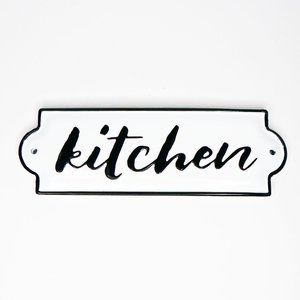 Lightweight Metal Kitchen sign/ wall plaque Black & White/ Vintage Look